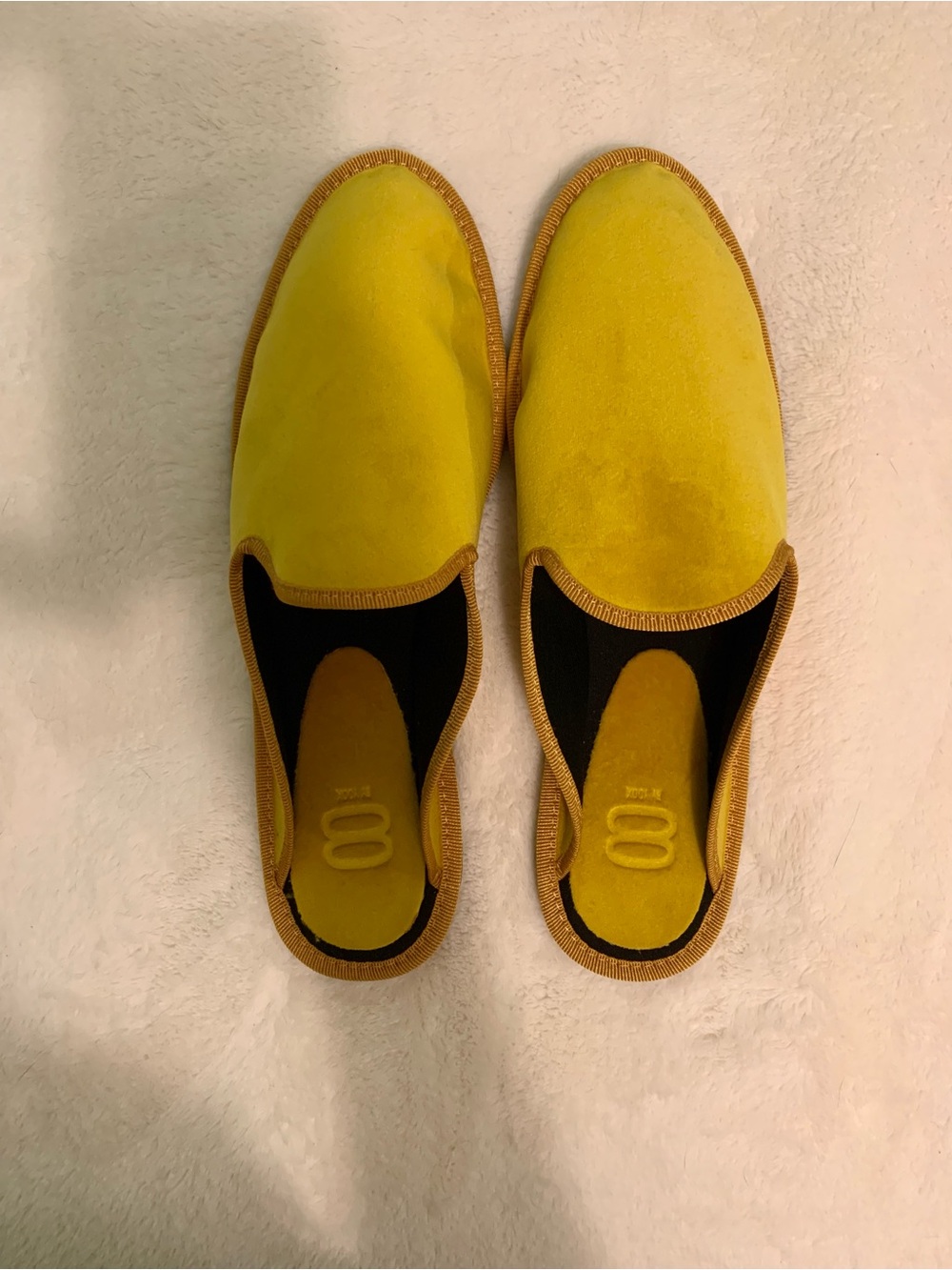 NIB Mustard Yellow Venetian Velvet Mules/Friulanes Sz 7/38 Made In Italy